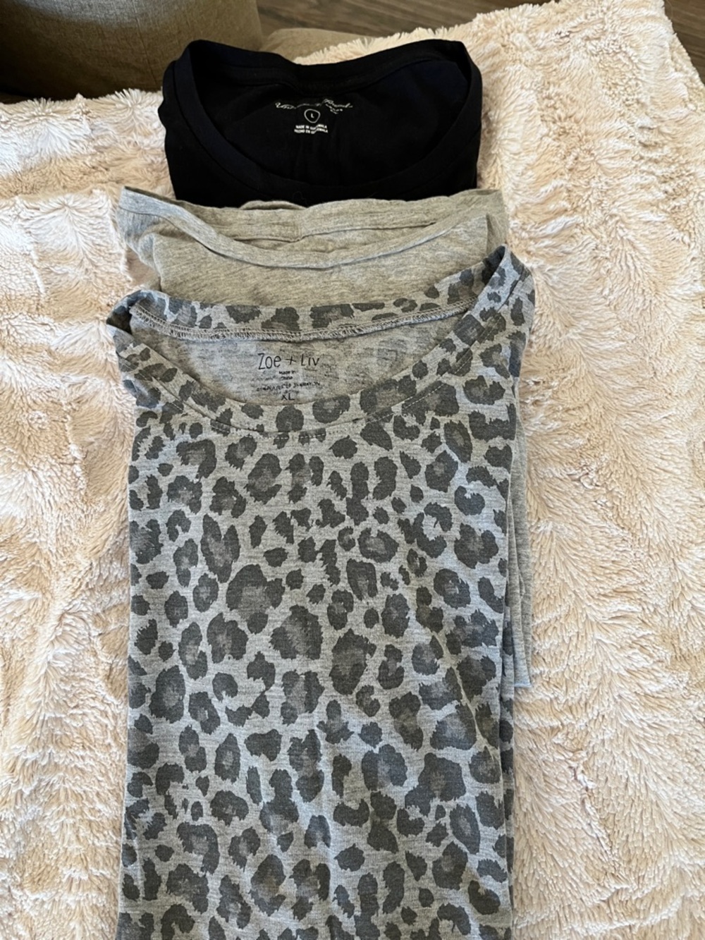 Target Womens crew neck Short Sleeve Tee Pack - Black, Light Gray, Gray Leopard